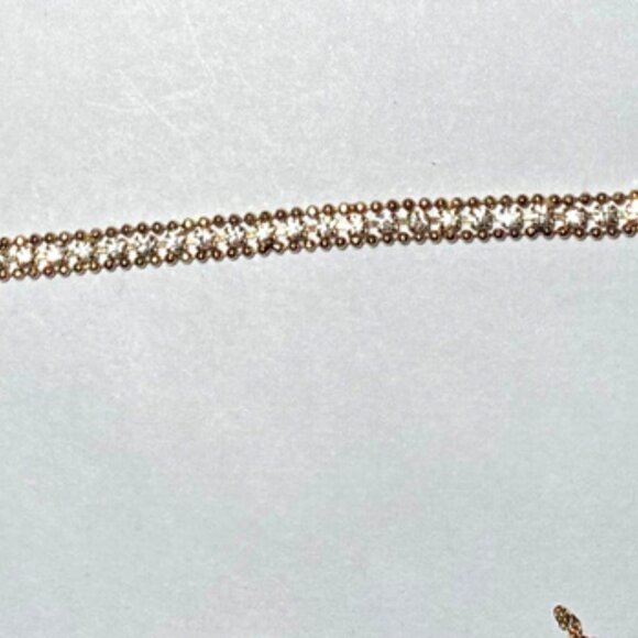 Gold Tone Diamond Accent Gold Beaded Sided Tennis Bracelet - Picture 2 of 11